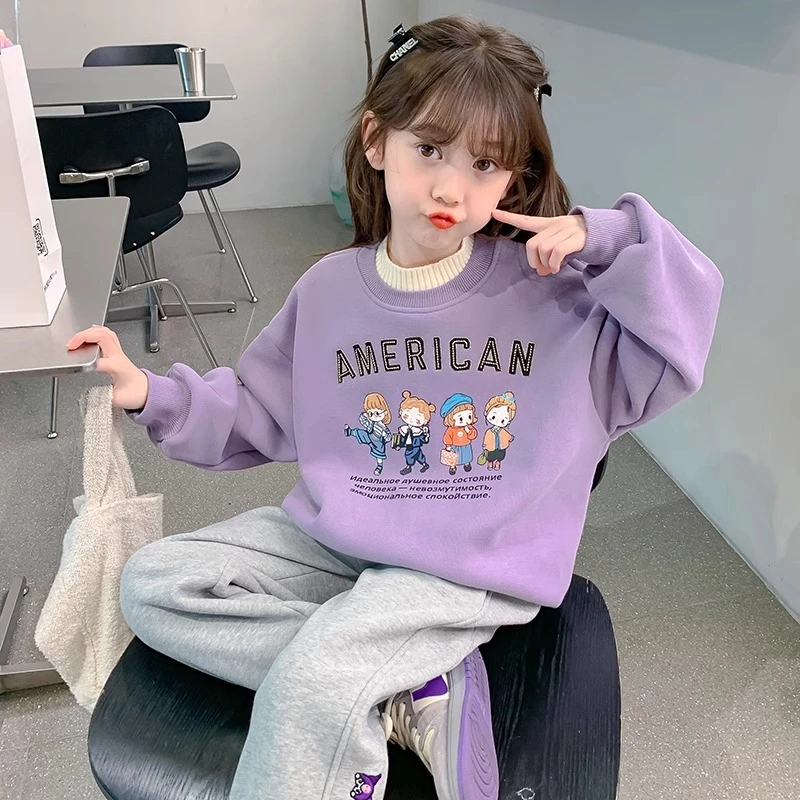 女童卫衣春秋款2024新款爆款洋气儿童秋装长袖中大童圆领时髦上衣