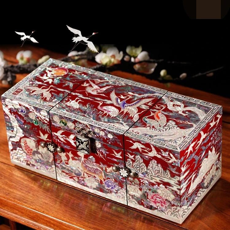 【锦贝传说】螺钿漆器饰品盒琼瑶仙境纯木质手工高档精美新婚礼物