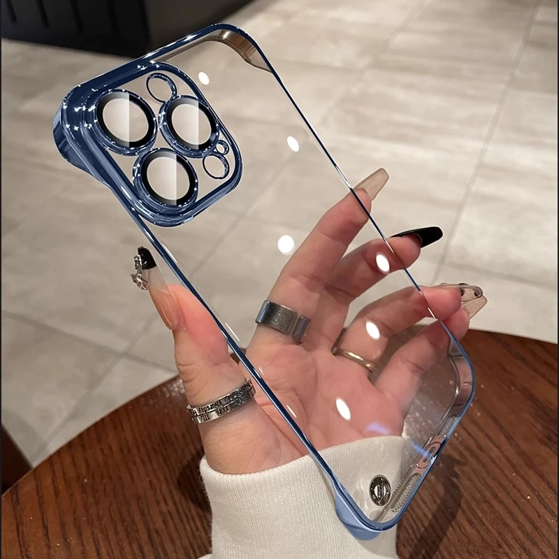 苹果16半包电镀手机壳iPhone15无边框小众男士14新款13女款12硬壳