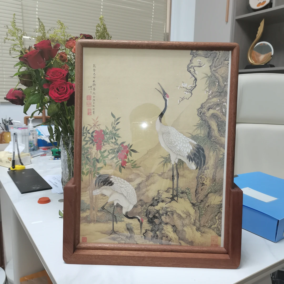 【书香砚屏】—高端世家檀木30x40带底座插式复古精品摆台/配5张卡纸