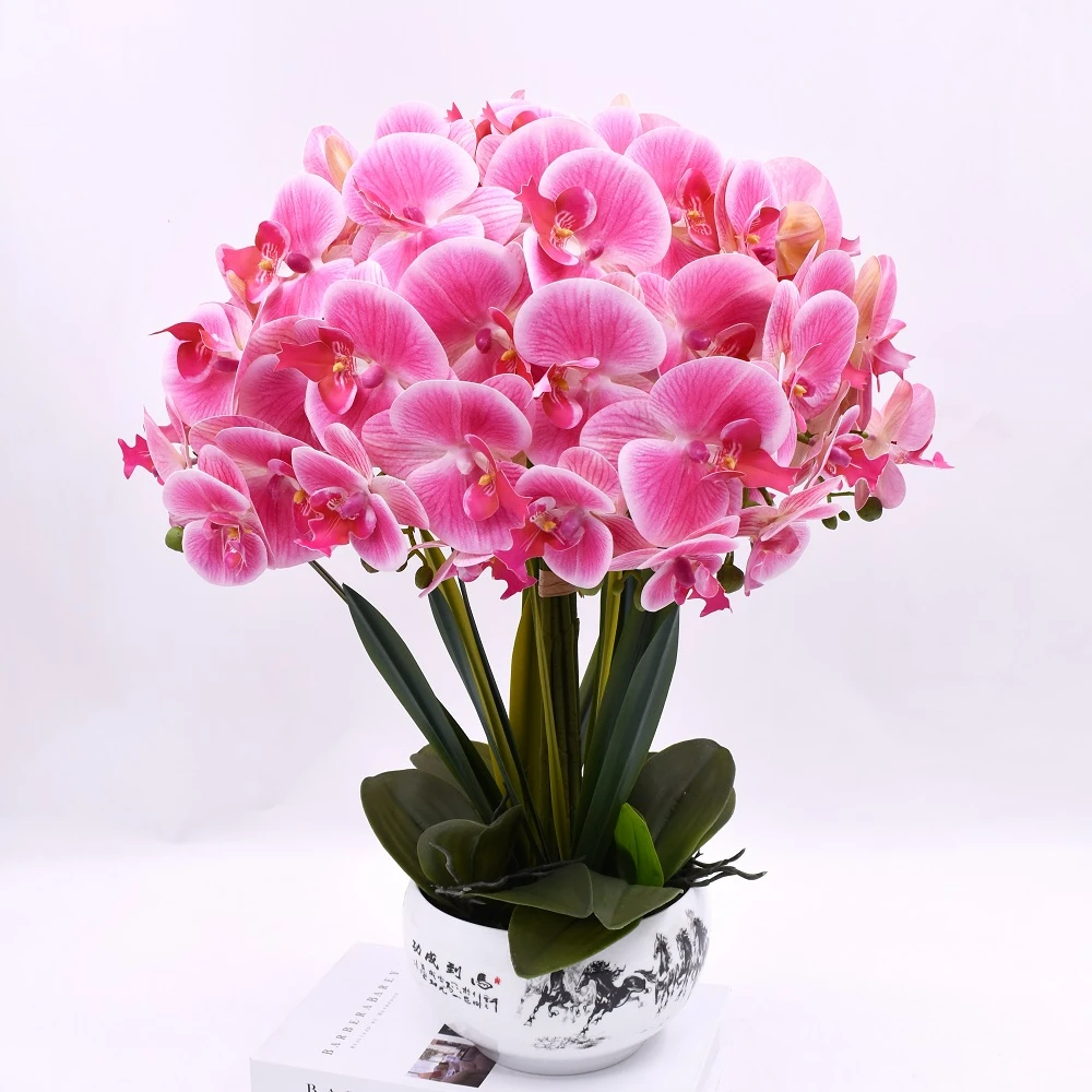 仿真蝴蝶兰古风白色盆现代家居装饰花朵送礼带枝渐变文艺花束花艺