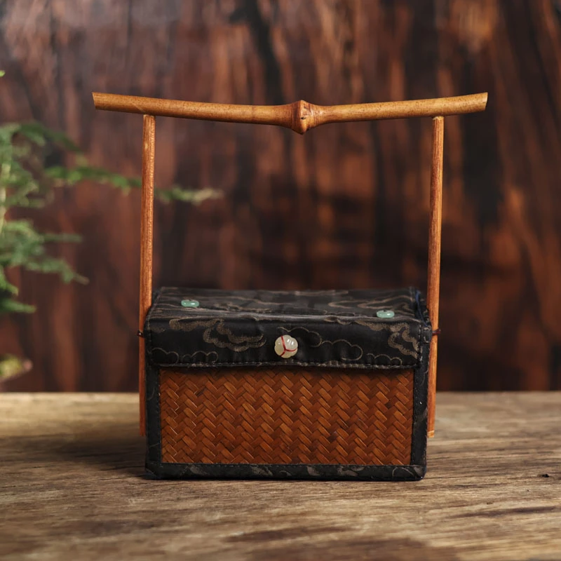 【细物慢造】筇竹把手香云纱纸巾盒 小号（XJPY130-27-1）