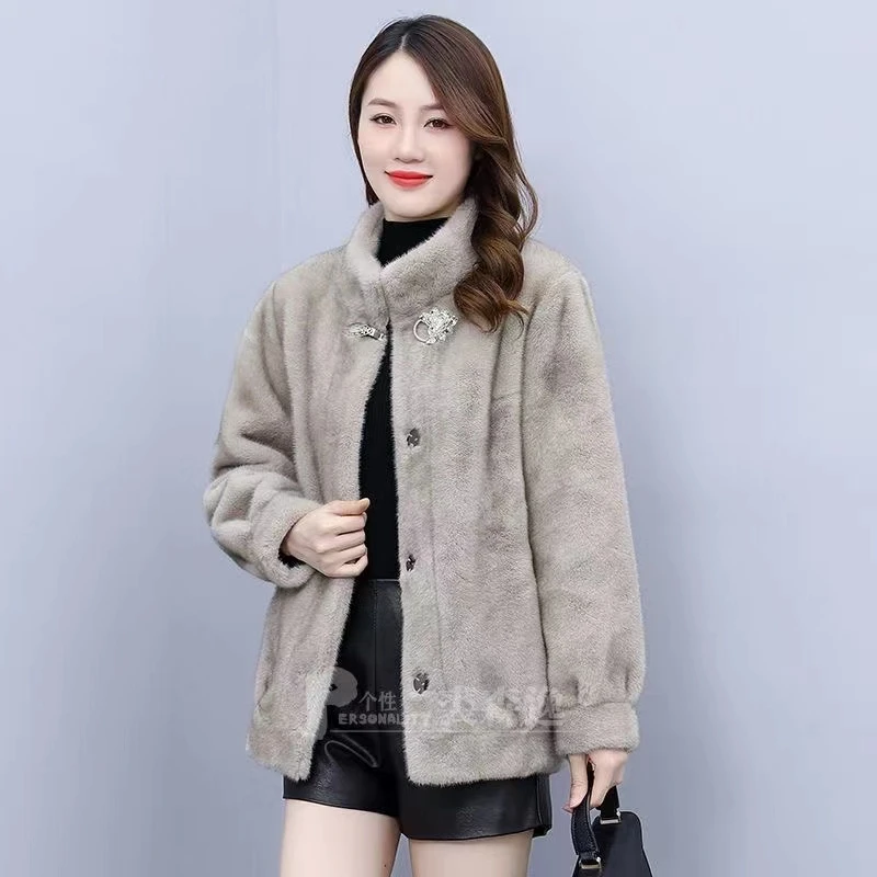 2024新款欧貂绒外套仿貂外套女时尚短款