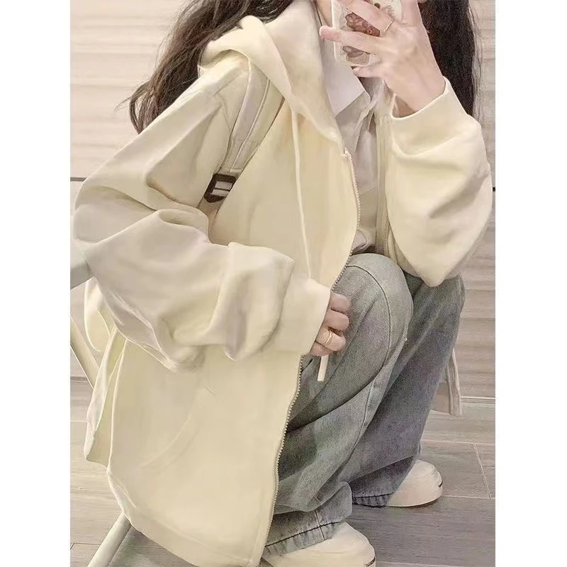 2025显瘦宽松韩版长袖休闲连帽薄款小众百搭卫衣学生慵懒风上衣