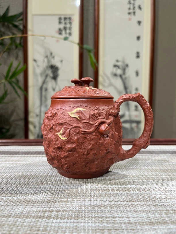 宜兴原矿原创紫砂朱泥供春盖杯