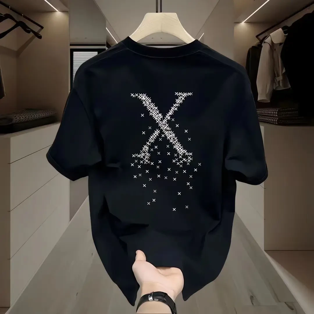 欧洲站短袖T恤男夏季新款潮牌印花圆领ins微宽松情侣装休闲上衣潮