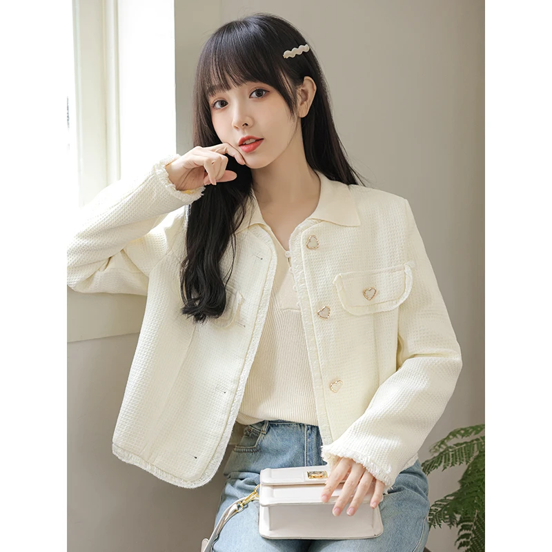 帛卡琪2024春秋新款法式圆领小香风短款外套女气质宽松小个子上衣