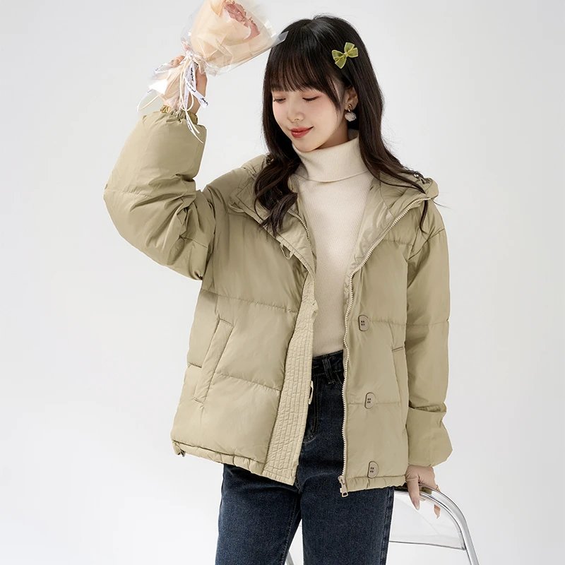 帛卡琪2023新款春秋今年流行短款保暖棉服女加厚韩版连帽面包服潮