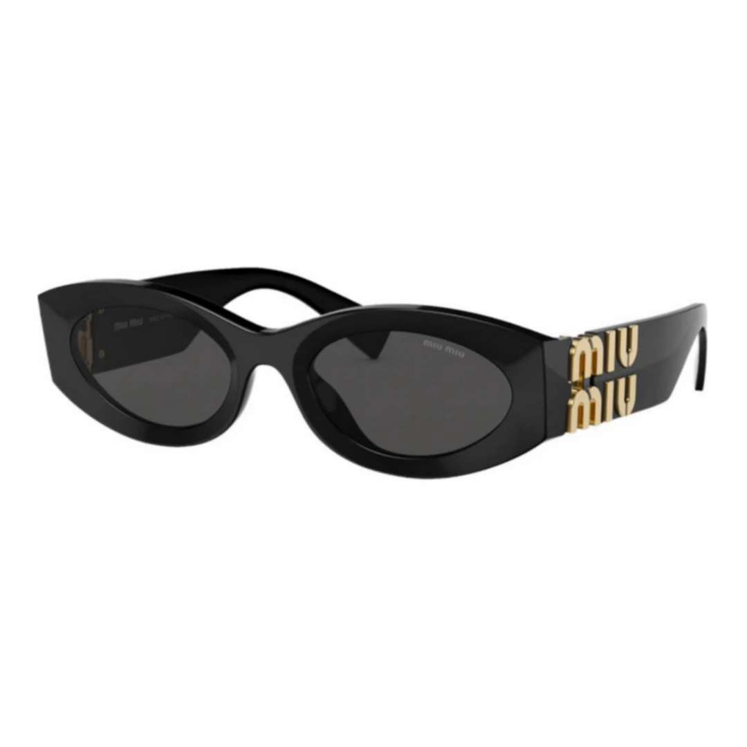 全新未使用 MIU MIU/缪缪 字母板材镜架椭圆黑猫眼太阳眼镜墨镜