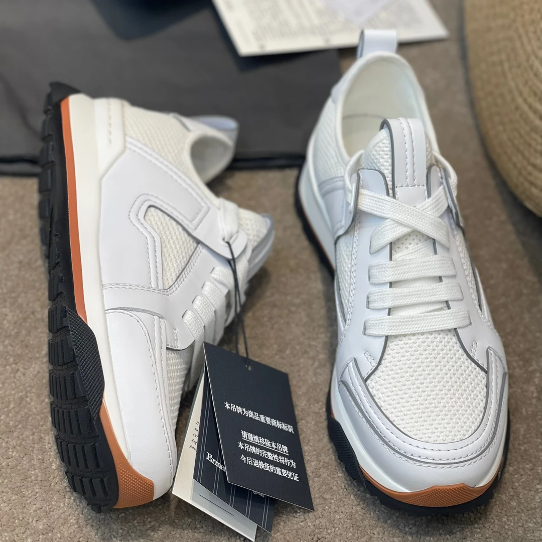 全新未使用  ERMENEGILDO ZEGNA EZ 杰尼亚网面透气牛皮拼接男鞋