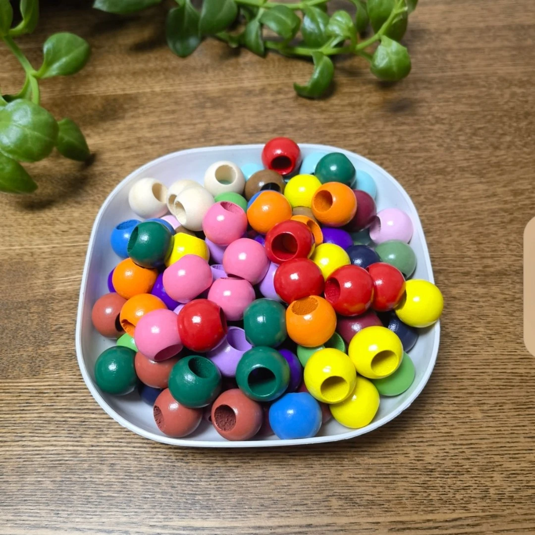 【久洋优选】（大孔木珠）DIY彩色木珠大孔20mm孔径10mm大孔彩色木珠
