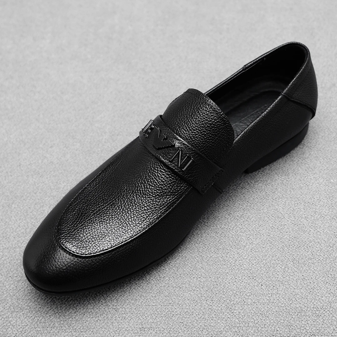 直播间专属/时尚压花休闲皮鞋软皮百搭男士皮鞋时尚软底豆豆鞋男