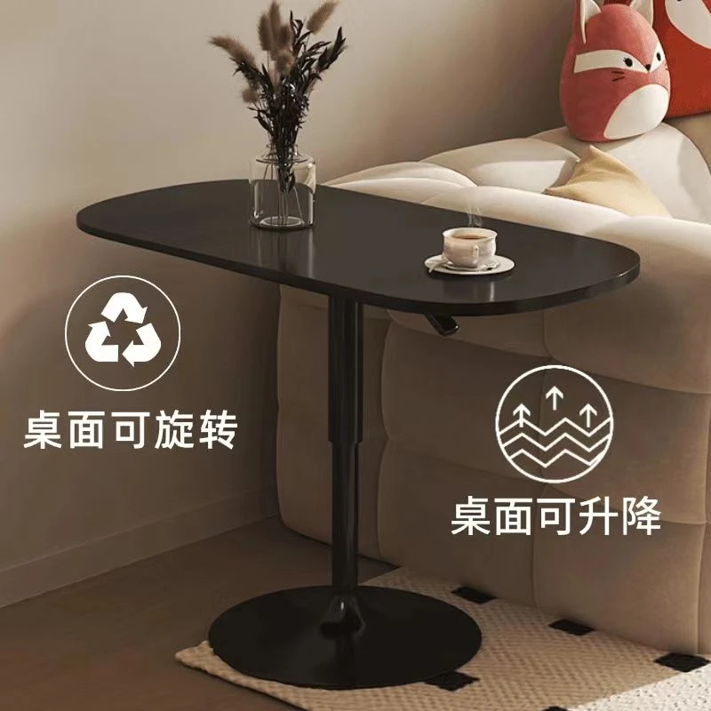 简约岩板升降家具茶几客厅边几创意升降角几可移动北欧床边桌家用