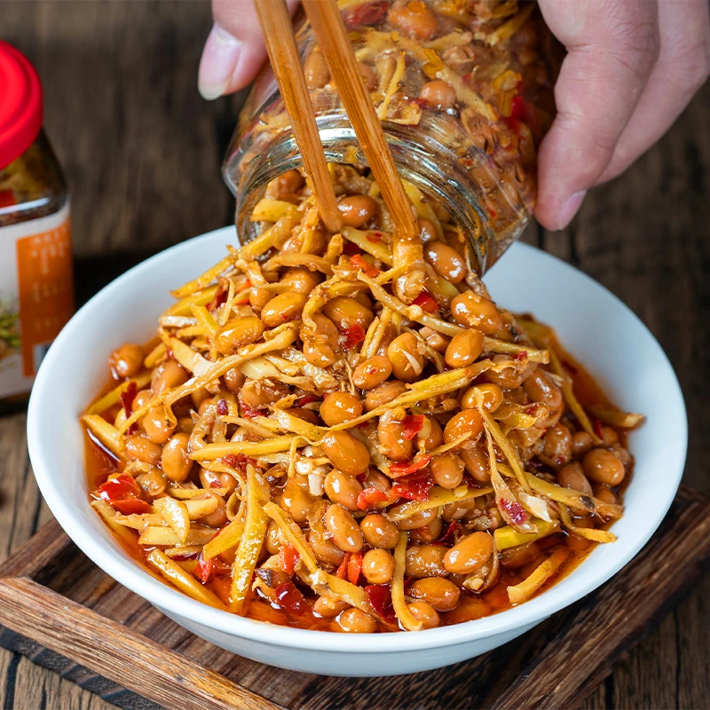 江西纯手工制作姜丝腊八豆香辣下饭菜豆豉黄豆酱咸菜腌菜罐装下饭