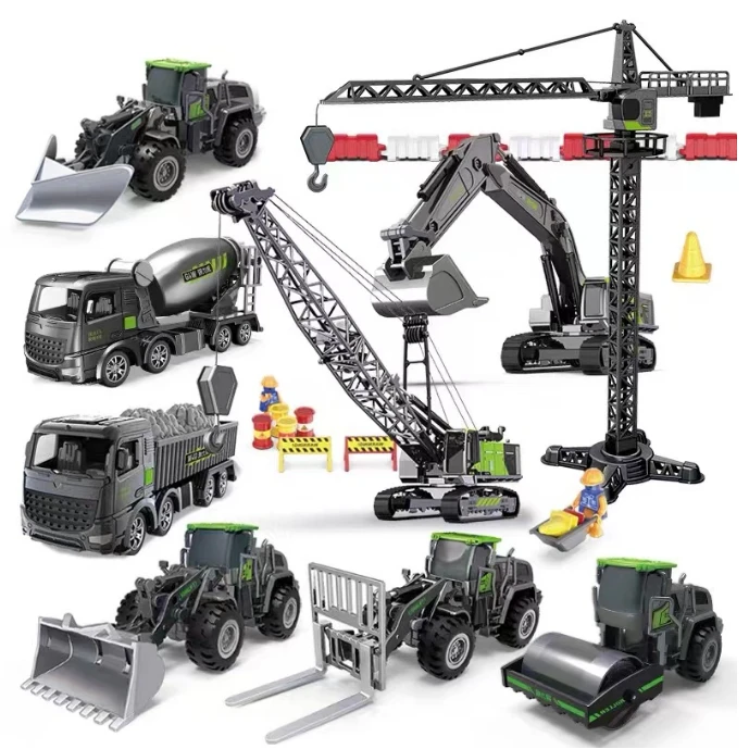 合金工程车混凝土搅拌车吊车挖土机3-6岁儿童益智玩具车挖机大全