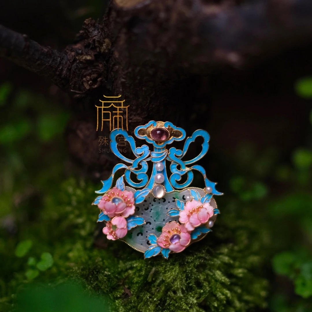 合金羽毛胸针 殊宫如意瓶胸针吊坠