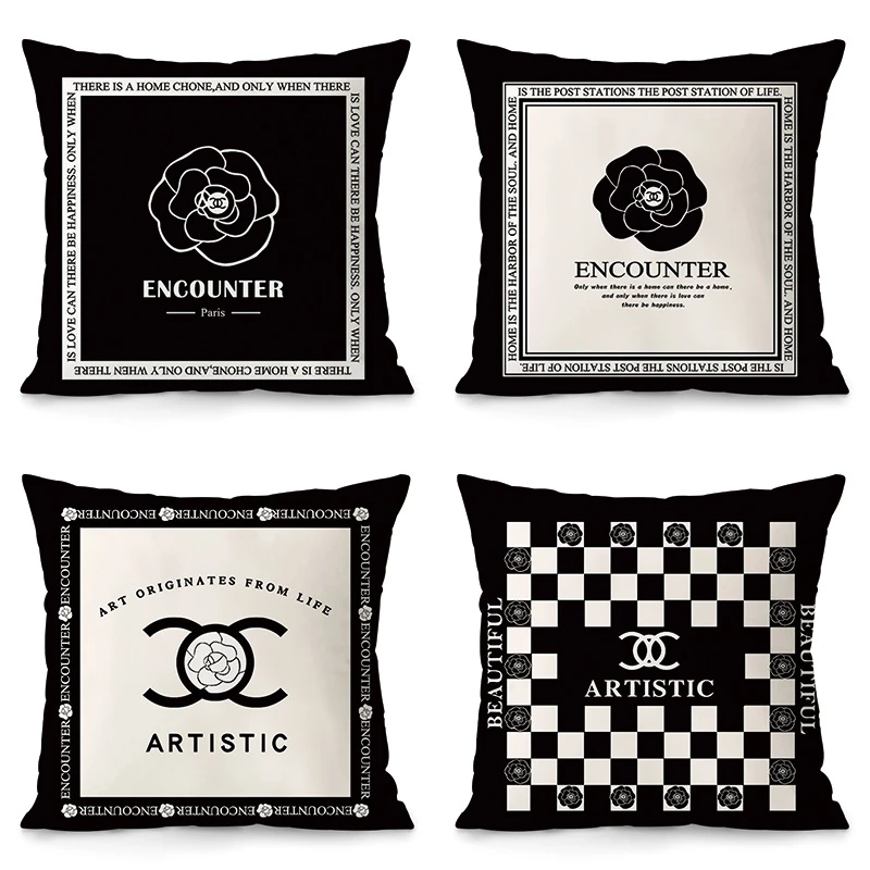 ins现代轻奢风黑白简约绒面抱枕沙发靠枕客厅飘窗靠背含芯可拆洗