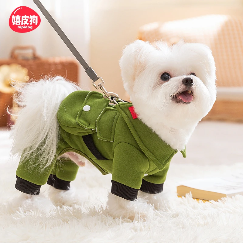 [达人]狗狗衣服可牵引酷帅制服宠物四脚衣服博美泰迪猫咪衣服0094