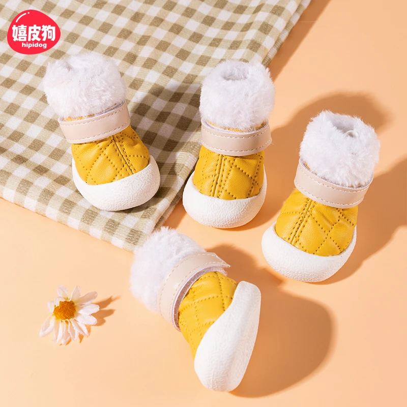 [达人]秋冬外出雪地靴不掉脚保暖狗狗防脏鞋子6175