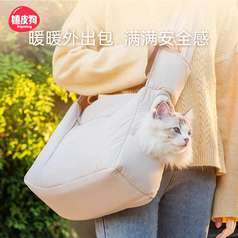 [达人]宠物简约外出斜挎包大空间布偶英短外出神器防挣脱1440