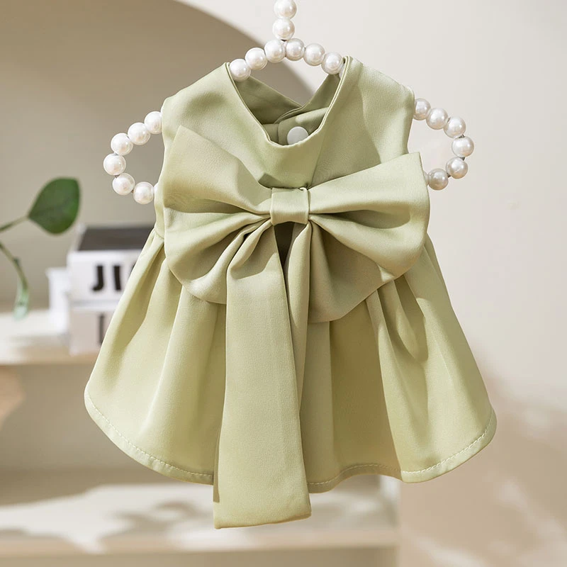 [达人AW]缎面公主风前开扣无袖裙子夏季薄款舒适凉快狗狗衣服0274