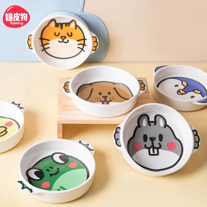 [达人]猫碗陶瓷猫食盆狗盆狗碗猫咪饭碗猫粮猫咪专用水碗架2697