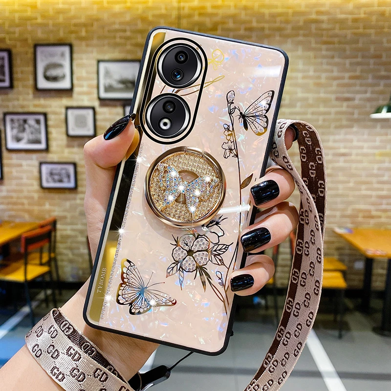 荣耀90手机壳Honor90Pro新款支架硅胶防摔套por挂绳女款奢华适用