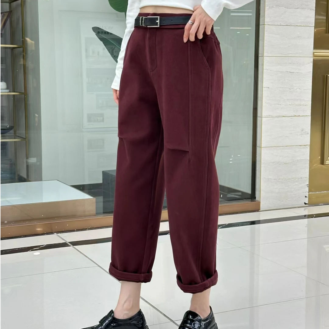 98086  秋冬新款女士加绒压褶牛仔老爹裤 F265 三楼