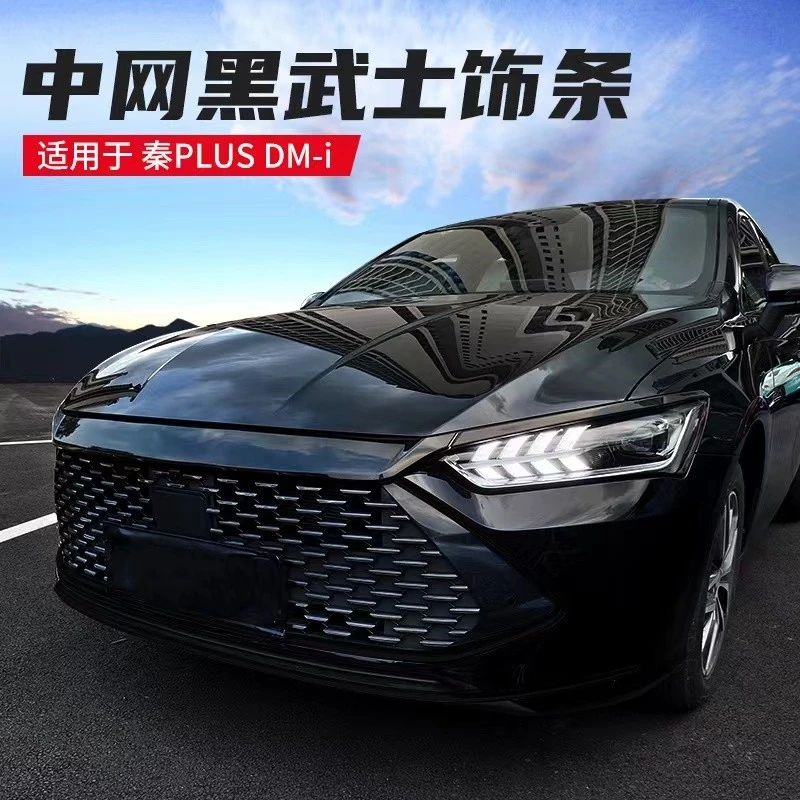 适用比亚迪秦pluddmi黑武士改装前脸中网全套专用外观饰中网饰条