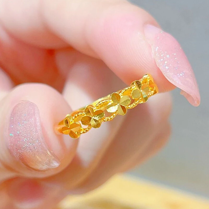 铜合金戒指 （四叶草戒指）新款时尚幸运草指环女款简约百搭可调节