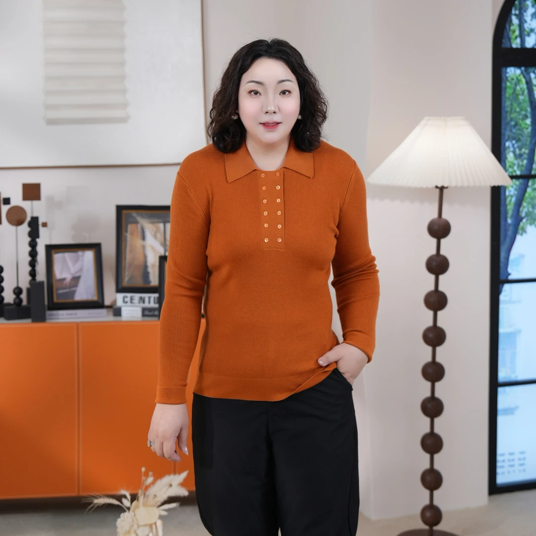 韩衣奇迹羊毛衫套头气质时尚休闲百搭女士翻领纯色网红长袖针织衫