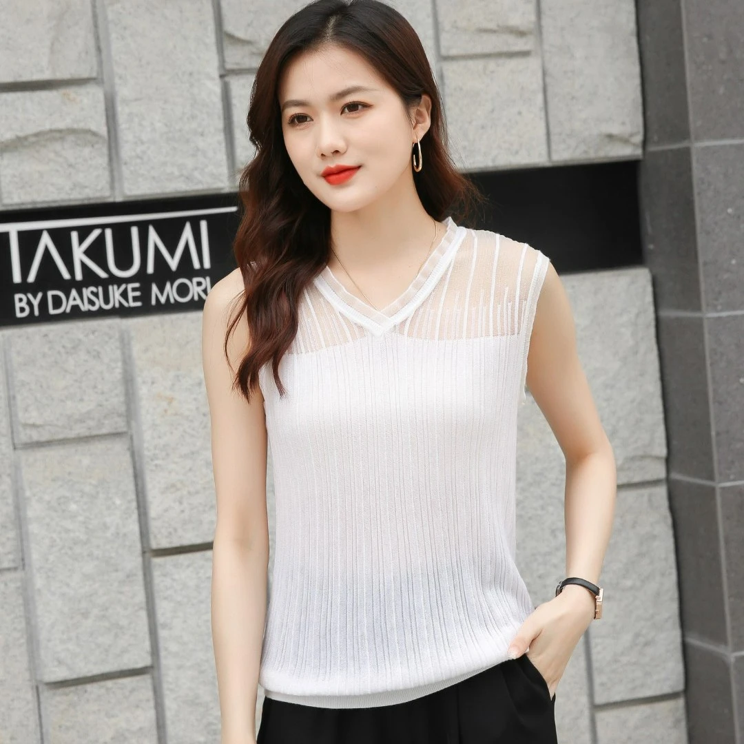 背心无袖打底蕾丝夏季宽松百搭镂空外穿修身大码韩版时尚洋气薄款