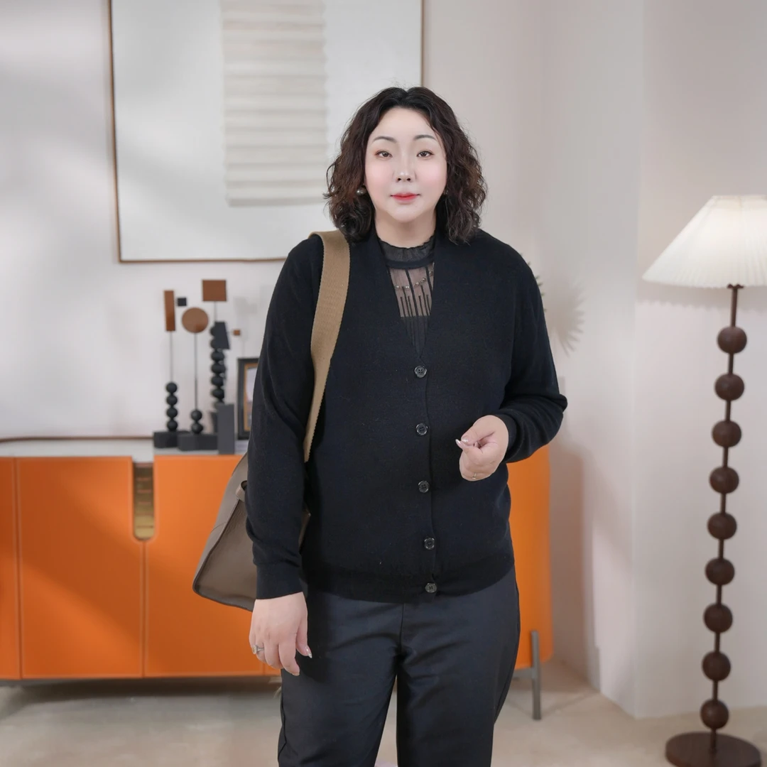 韩衣奇迹精纺羊毛衫开胸秋款女士纯色外穿时尚休闲针织衫羊绒上衣