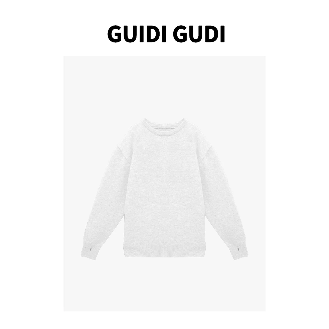 GUIDI GUDI【克系双十字】气质休闲百搭时尚长袖上衣卫衣 V9430673H