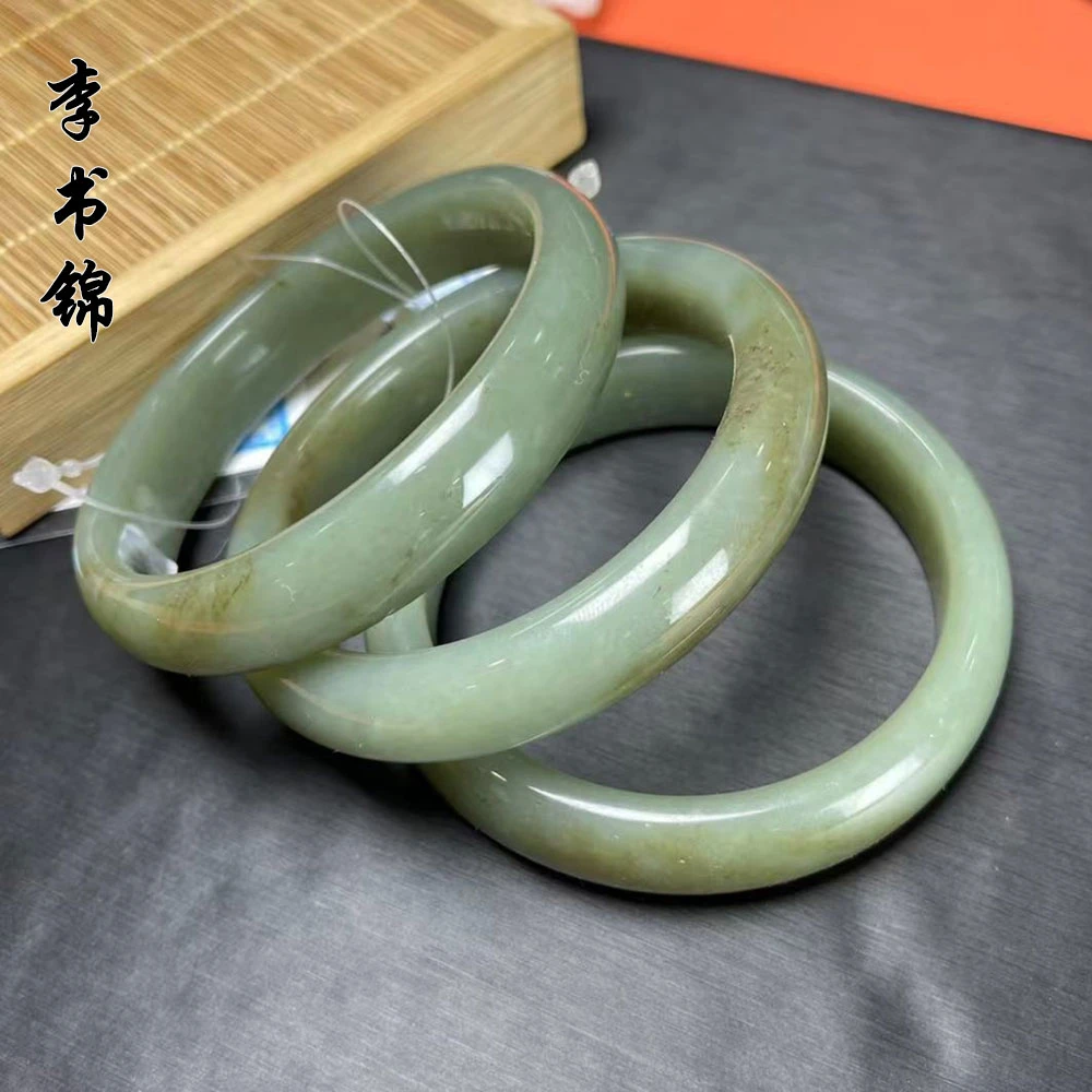 李书锦保真天然和田玉手镯 鸭蛋青糖 A1129 多样性发货