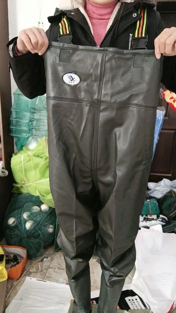 下水裤半身雨裤防水衣服男抓捕鱼连体全身渔皮叉水衩裤子加厚雨鞋