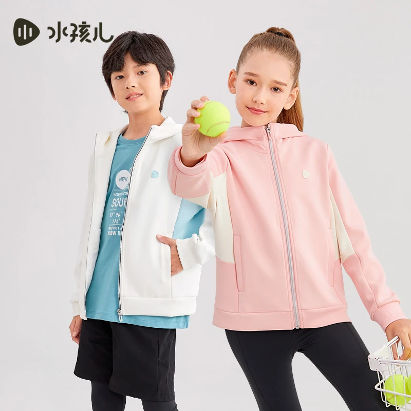水孩儿童装2024春新款女童外套男童上衣弹力舒适休闲运动时尚宽松