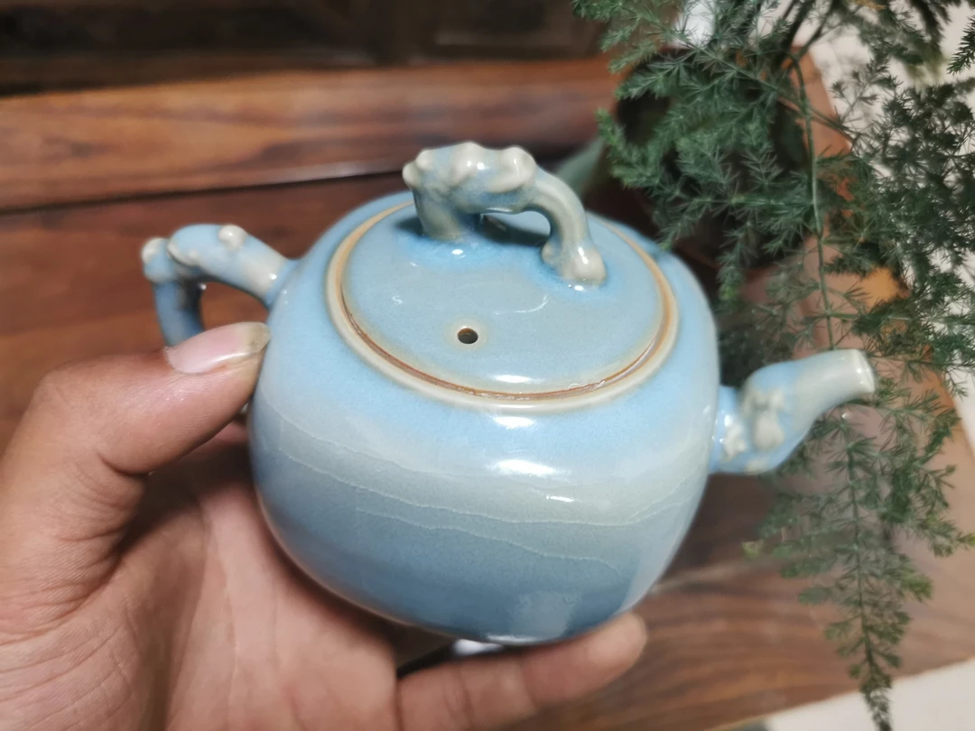 龙头天蓝壶原矿原产地汝瓷