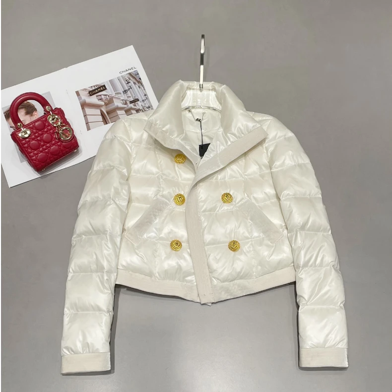 [SR]欧货金扣轻溥羽服冬款收身显瘦气质短款韩版冬季外套小香风