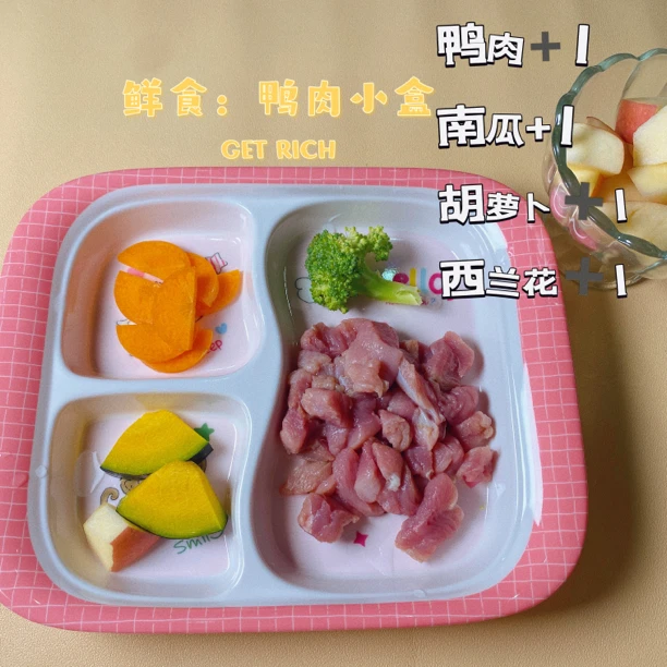 鲜食餐盒：鸭肉小盒（鸭胸肉、胡萝卜、西兰花、贝贝南瓜）罐头