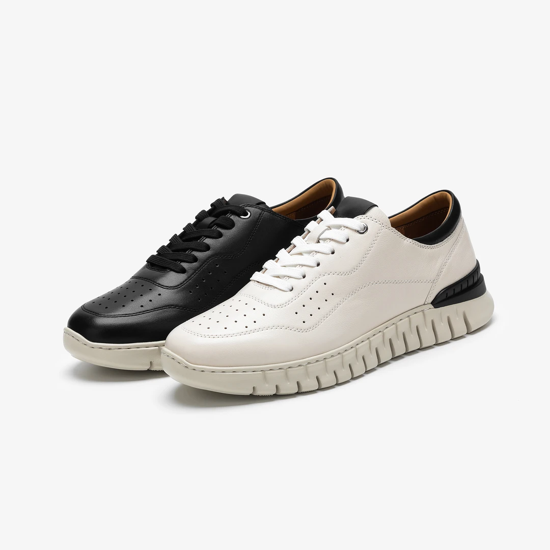 男士夏季新款轻便舒适春季时尚百搭潮流低帮系带高档真皮休闲皮鞋