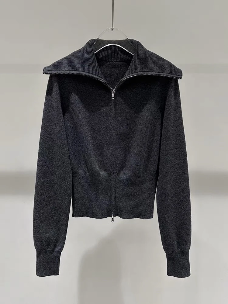 新款秋冬冬装绵羊毛针织开衫短款外套毛衣8031