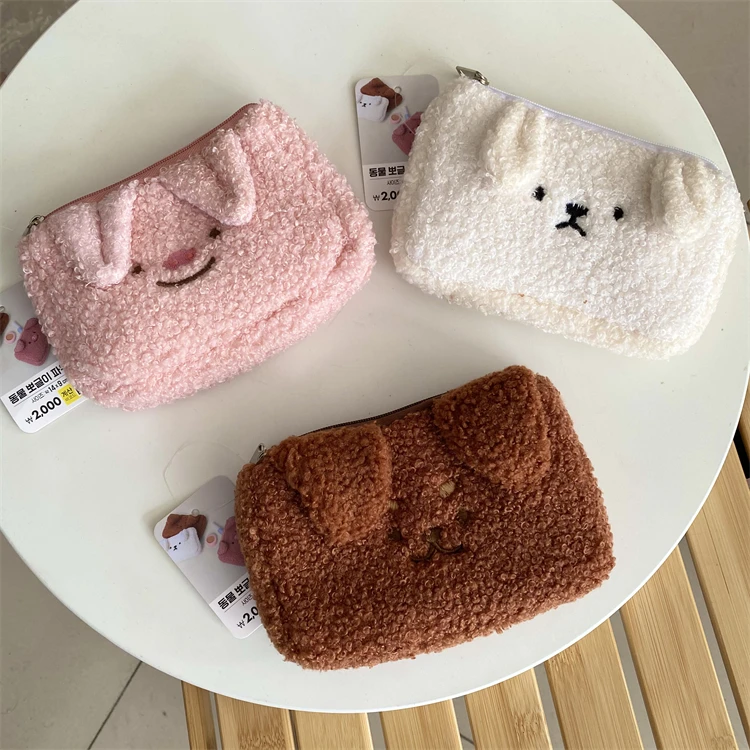 可爱卡通毛绒零钱包收纳包卡包耳机包