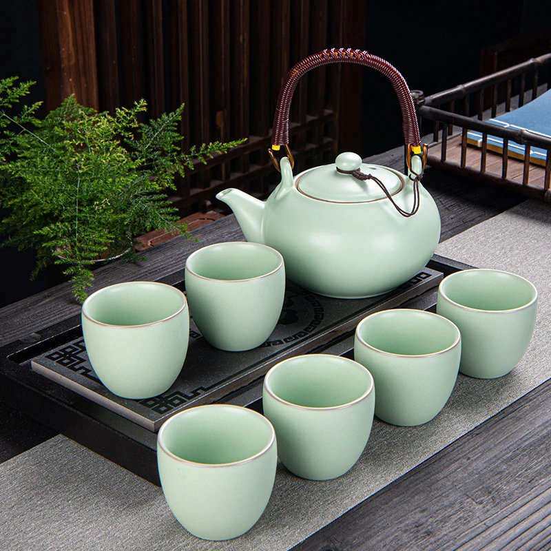 提梁壶套装茶具茶杯大号家用中式礼盒装手工复古高档茶道创意轻奢