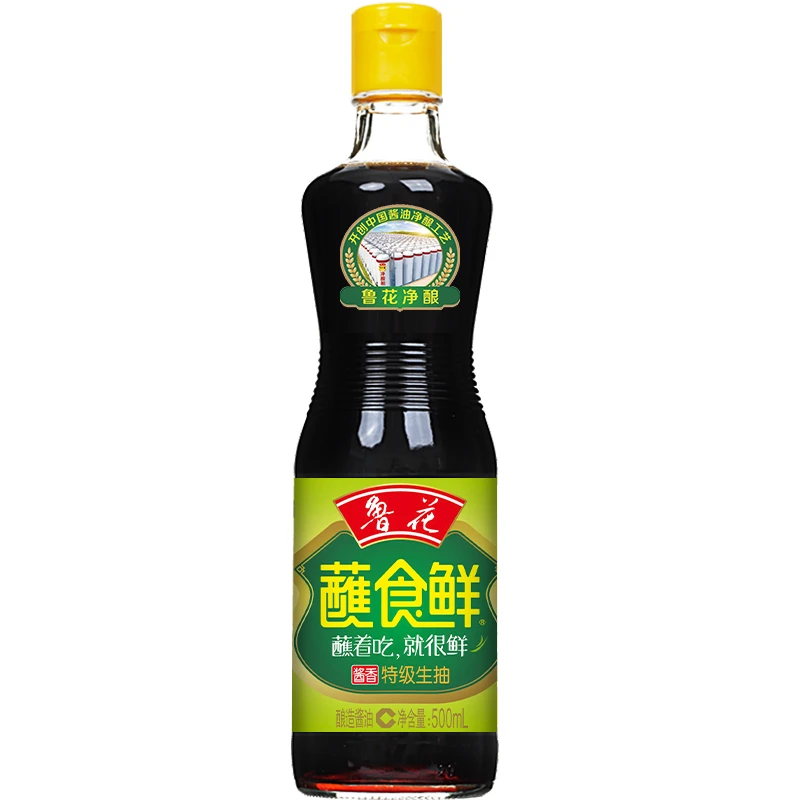 鲁花自然鲜蘸食鲜酱油500ml特级生抽榨取头道原汁调味凉拌