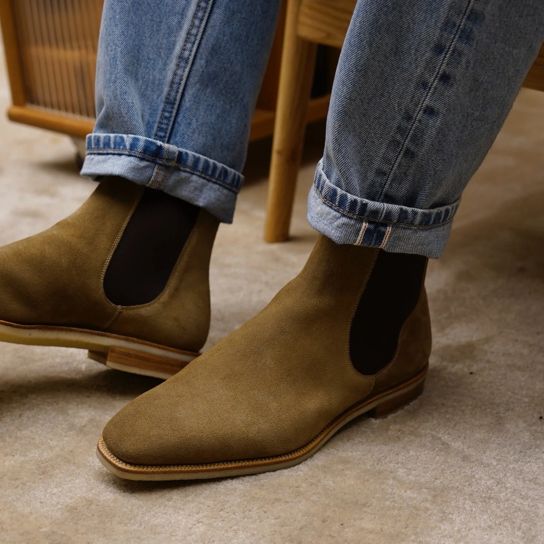 SLIMSHOES时另经典切尔西靴休闲日常反绒百搭复古男士短靴中筒