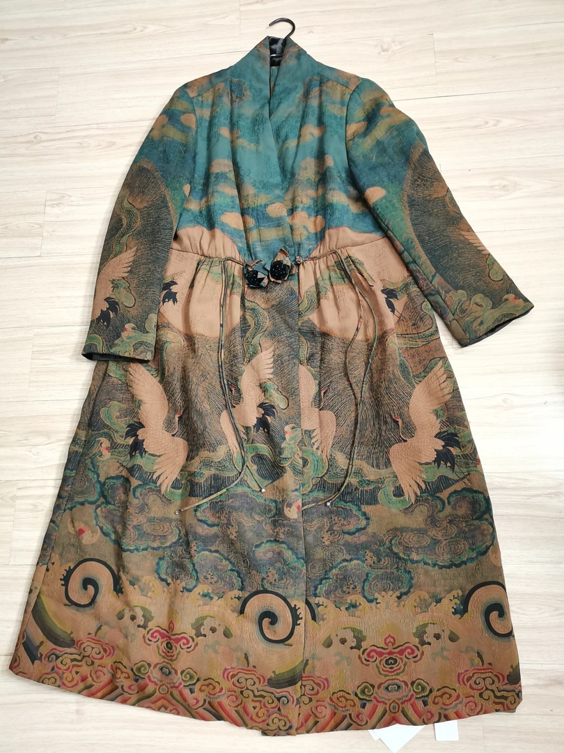 伊美香云纱满分桑蚕丝冠乐绉国风新中式时尚气质款长棉服2024冬季