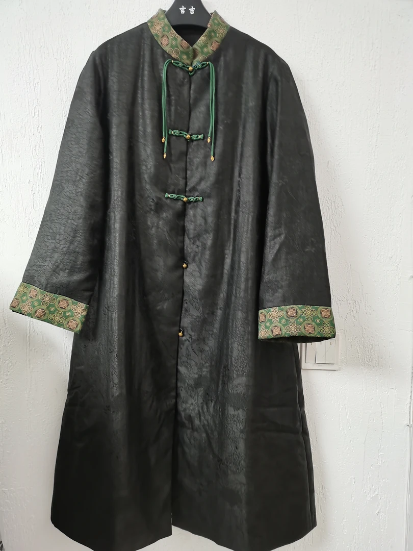 伊美香云纱-桑蚕丝花罗（领袖绢纺）时尚气质款长棉服2024秋冬新