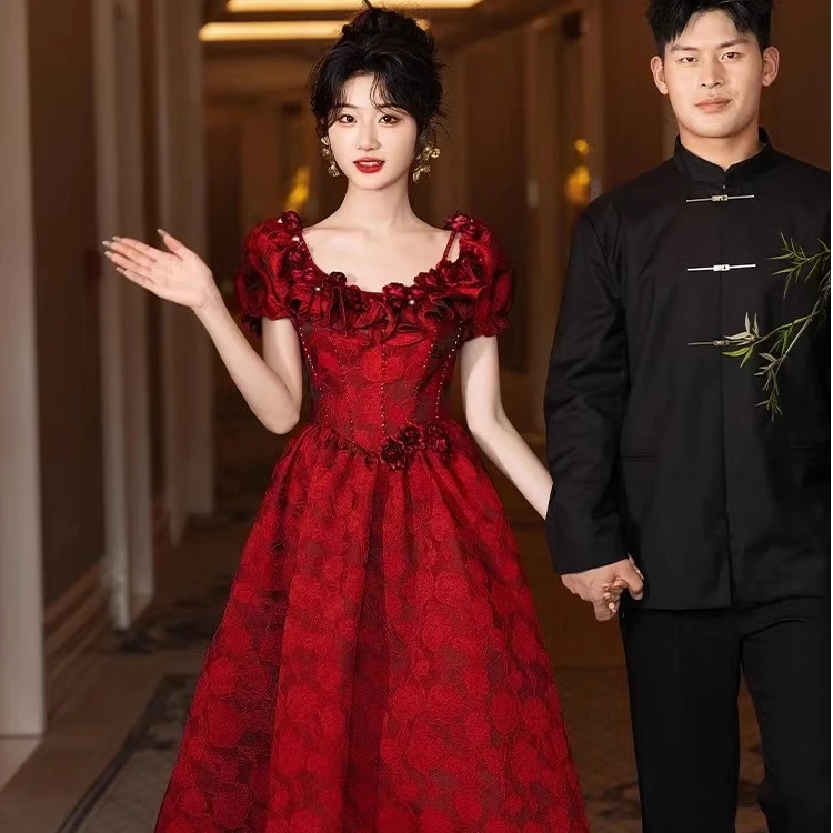 艾诗霓《西茉》敬酒晚礼服2024新款新娘礼服裙高级感小众回门裙女