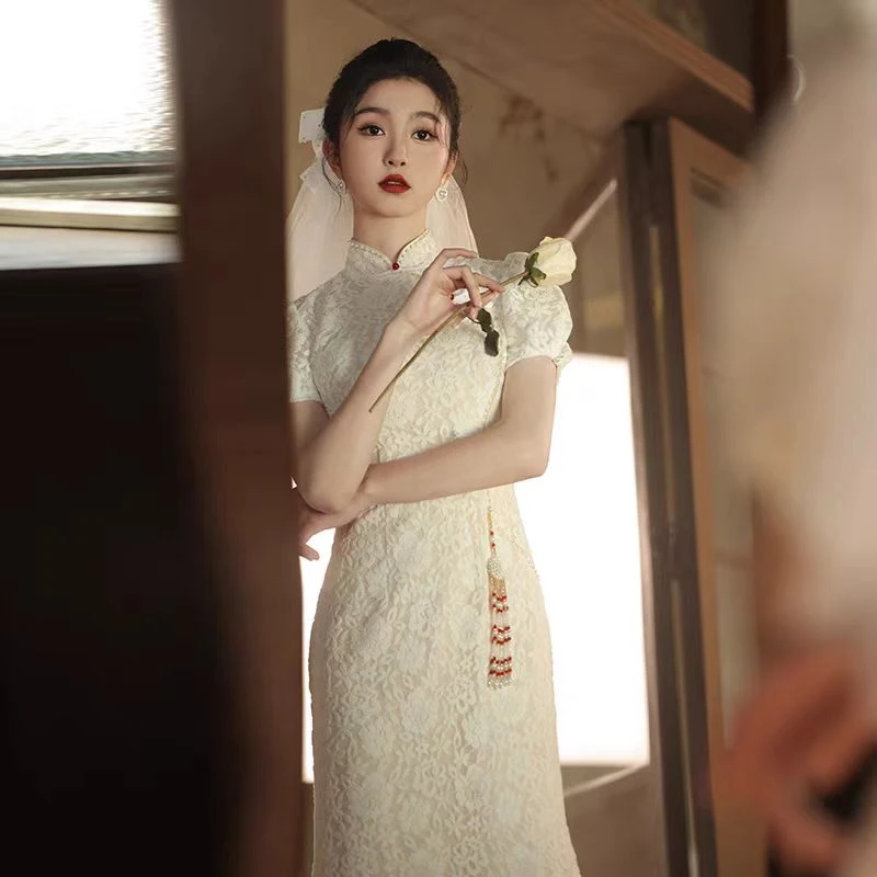 订婚旗袍领证登记小礼服年轻款女敬酒服新娘气质连衣裙回门服日常